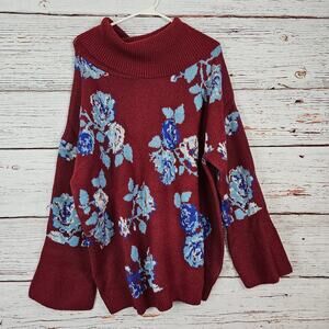 🔴 The Pioneer Woman LS Cowl Neck Jacquard Sweater Plus XXXL (22) Red Floral NWT